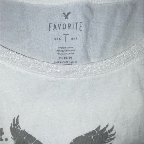 American Eagle long sleeve cream t-shirt. Size Medium - Picture 6 of 7